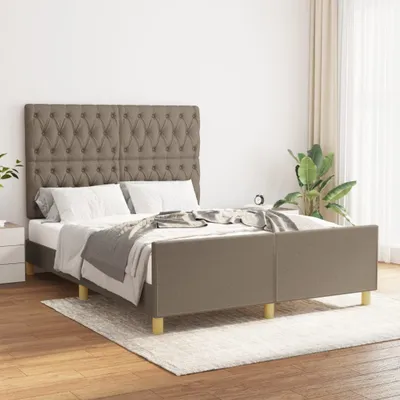 Produktbild von The Living Store Bettgestell mit Kopfteil Taupe 140x190 cm Stoff