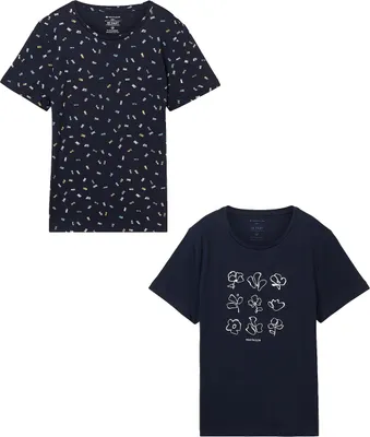 Zdjęcie produktu dla Zestaw 2 koszulek T-shirt z okrągłym dekoltem i nadrukiem | S