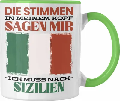 Produktbild von Trendation - Sizilien Tasse Urlaub Heimat Geschenk Spruch Italiener Geschenkidee (Grün)