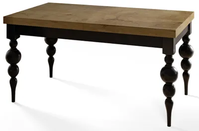 Image de Table rectangulaire pour salle à manger Lena, table extensible, dimensions : 200-300x100x78,5 cm, table de salon couleur LEFKAS, avec pieds de table noirs