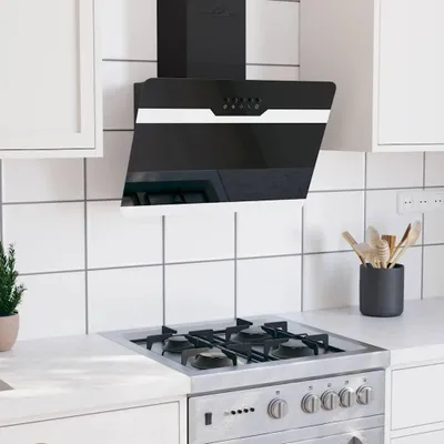 Immagine prodotto di Vidaxl Wandextraktionshaube 60 cm Stahl und geschmittertes Glas schwarz