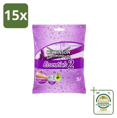 Productafbeelding van 15 x Wilkinson Essentials wegwerpscheermesjes voor dames met antisliphandgreep - Verpakking met 15 stuks
