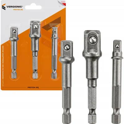 Produktbild von VERGIONIC 1/2" 3/8" 1/4" Sechskant-Steckschlüsseladapter-Set, 3-teilig