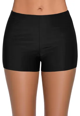 Immagine prodotto di Pantaloncino da bagno da donna Yonique, tinta unita, modello tankini, colore nero, taglia XL