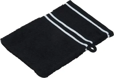 Produktbild von Gözze Frottierserie Rio schwarz Borte weiss Waschhandschuh 16 x 21 cm