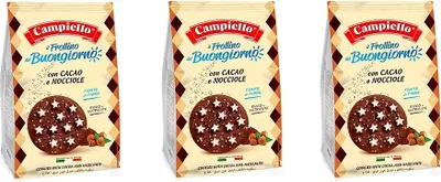 Produktbild von 3x Campiello Il Frollino del Buongiorno con cacao e nocciole Shortbread mit Kakao und Haselnüssen 350g biscuits cookies 100% Italienische Kekse 350g