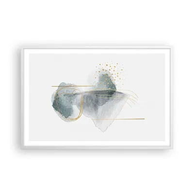 Produktbild von Gerahmtes Poster - Weißer Rahmen - Aquarell Flecken Gold - 91,5x61 cm - Wand Bild - Wanddeko - Wandbilder - Kunstposter - Wandposter - Bilderrahmen - Bilder - Kunstdruck - P2WAA91x61-4830