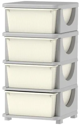Immagine prodotto di Contenitore con 4 cassetti per bambini | Colore: crema/grigio | Dimensioni: 37x37x76 cm