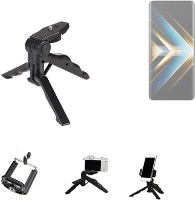 Produktbild von K-S-Trade Stativ Tisch-Ständer Dreibein Handy-Stativ Ständer kompatibel mit Honor X50 GT Mini-Stativ Smartphone Tripod Handy-Stativ aus Plastik