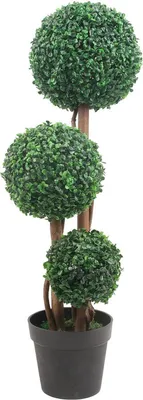 Produktbild von Künstlicher Buchsbaum-Ball - Formschnitt-Baum im Topf - 90 cm - PE-Kunststoff - Für draußen - Bodenstehend - 1 Stück - Grün