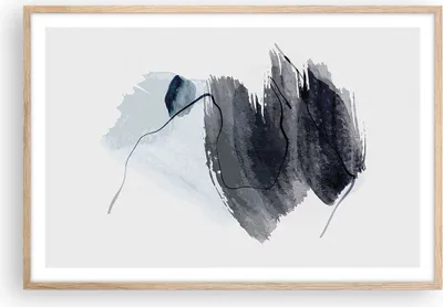 Produktbild von Gerahmtes Poster - Rahmen in heller Eiche - Blau Grau Aquarell - 91,5x61 cm - Wand Bild - Wanddeko - Wandbilder - Kunstposter - Wandposter - Bilderrahmen - Bilder - Kunstdruck - P2NAA91x61-4975