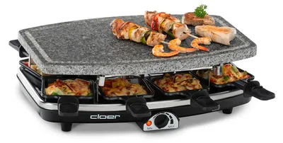 Raclettegrill mit Natursteinplatte, 1200 W, 8 Pfännchen