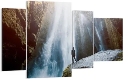 Produktbild von Bild auf Leinwand - Leinwandbild - Berg Wasserfall - 120x70cm - Wand Bild - Wanddeko - Wandbilder - Leinwanddruck - Bilder - Kunstdruck - Wanddekoration - Leinwand bilder - Wandkunst - DL120x70-4093