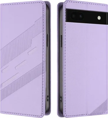 Produktbild von Hülle für Google Pixel 6A, Kunstleder Brieftaschen Handyhülle mit Kartenfach und Standfunktion Violett