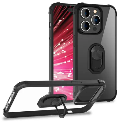 Zdjęcie produktu dla Etui Ring Case do iPhone'a 14 Pro - przezroczysta ramka ochronna 360° Ring Stand Czarny