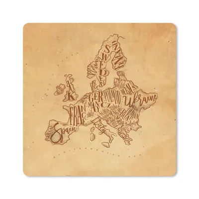 Produktbild von MuchoWow® Mauspad Mousepad Karte - Europa - Vintage - Braun 20x20 cm - Mousepads - Maus Mat - Pad - Mausunterlage - Desk Mat - Bureauartikeln