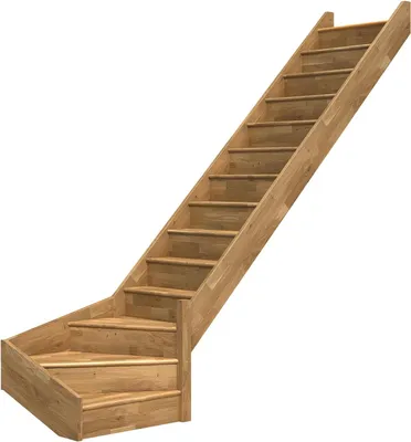 Produktbild von Dolle Raumspartreppe Paris mit Setzstufen Eiche versiegelt Treppenlauf 1/4 gewendelt unten rechts ohne Geländer