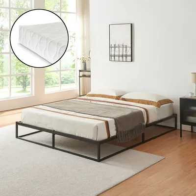 Obrázok produktu pre Kovová posteľ 'Trerunta' s matracom Rám postele 180 x 200 cm oceľový čierny