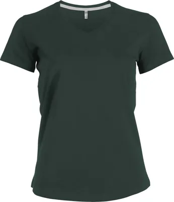 Produktbild von Kariban Damen T-Shirt V-Neck Kurzarm V-Ausschnitt Shirts Baumwolle Tee, Größe:2XL, Farbe:Forest Green