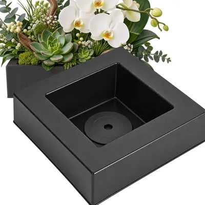 Obrázek produktu pro hřbitovní květináč čtvercový obal na květináč 24 cm grafit pro smuteční aranžmá a dekorace