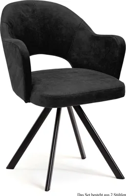 Produktbild von Armlehnstuhl (2er-Set) Debor 59x87x61 Schwarz/Anthrazit