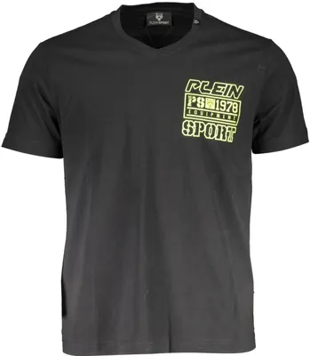 Produktbild von Stilvolles Herren V-Ausschnitt T-Shirt in Schwarz mit Logo-Druck
