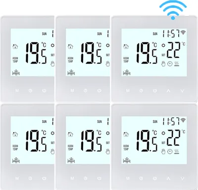 Produktbild von 6X WiFi Smart Thermostat 3A Raumthermostat Wasserheizungsgeräte Fußbodenheizung, LCD-Display, APP-Steuerung, Manueller/automatischer Modus