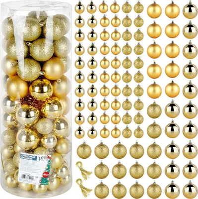 Obrázek produktu pro Nerozbitné vánoční ozdoby zlaté 4/6 cm 100 ks.