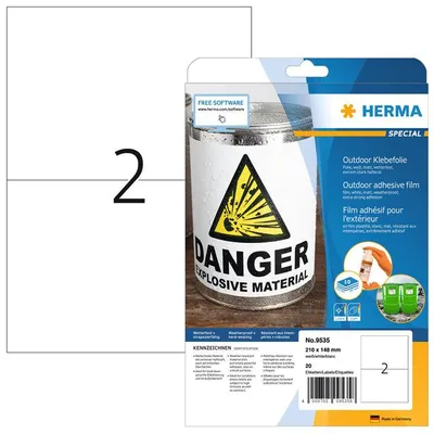 Produktbild von HERMA - Etikett 9535 210x148mm wetterfest weiß 20 Stück
