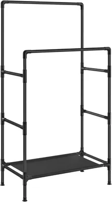 Imagen del producto de Perchero con 2 barras para colgar ropa y 1 estante - Estructura de metal - Capacidad de carga: 55 kg