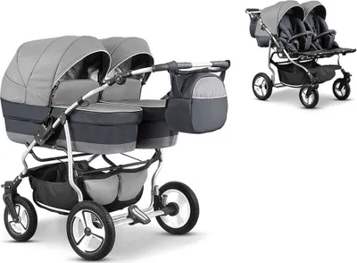 Produktbild von Zwillingskinderwagen 2 in 1 Twin Star inkl. Sportsitze - 10 Teile - in 16 Farben