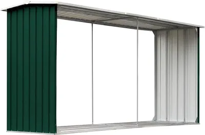 Obrázok produktu pre vidaXL Sklad palivového dreva z pozinkovanej ocele 330 x 92 x 153 cm zelený