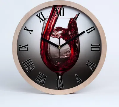 Produktbild von Holzuhr 25fi cm wanduhr - schwarze Spitzen - Rotwein
