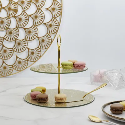 Image de Plateau En Verre 2 Etages D25cm
