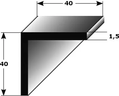 Produktbild von Winkelprofil "Aracena" als Montageprofil / Bauprofil, gleichschenklig, Silber eloxiert, aus Aluminium-2000-40 mm