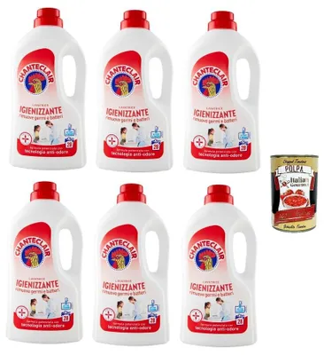Produktbild von 6x Chanteclair Lavatrice igienizzante Desinfektionswaschmaschine – entfernt Keime und Bakterien, 1260 ml+ Italian Gourmet Polpa 400g