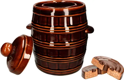 Produktbild von KOTARBAU® Gärtopf Steinguttopf mit Deckel Beschwerungsstein Sauerkrauttopf 5L