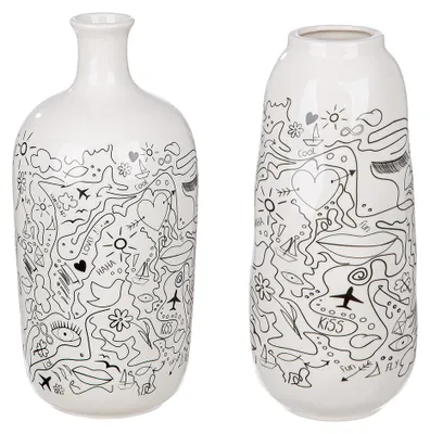 Zdjęcie produktu dla Wazon Gilde, "Modern Art", prosty design, porcelana, biały, wysokość 25 cm, średnica 12 cm, numer produktu 32775, kod EAN 4063387327753, zestaw 2 sztuk (sortowane)