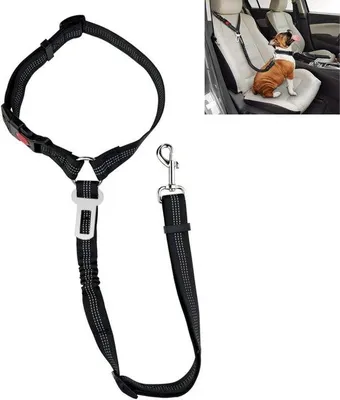 Produktbild von Hunde-Sicherheitsgurt Verstellbar - Hunde-Riemen für Auto - Sicherheitsgurt - Nylon - Für kleine/mittlere Hunde geeignet - Schwarz - Auto-Sicherheitsgurt