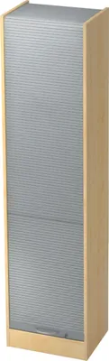 Produktbild von bümö Rollladenschrank office - 5 Ordnerhöhen - Nachbildung Ahorn/Silber, Griff: Bogengriff (Metall)