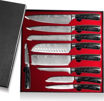 Produktbild von Blade Küchenmesser Set - 9 Teile aus Kohlenstoffstahl in Schwarz KP13827