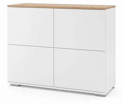 Produktbild von InnoFurn Kommode Elva, 4 Türen, Push-to-Open, Weiß matt, 92,5 x 75,5 x 35 cm