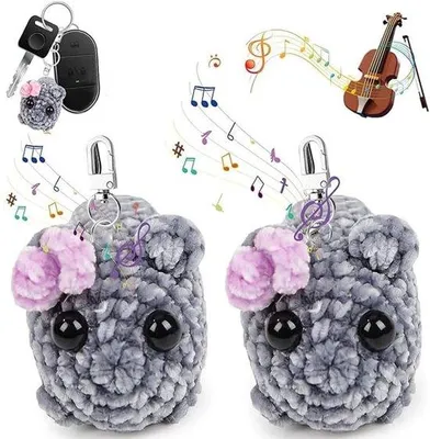 Image de 2 porte-clés hamster avec son, gris, pour enfants