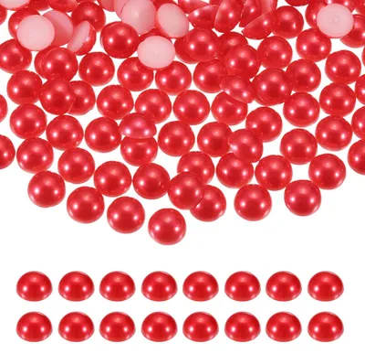 1000 Halbkugelperlen, 8 mm, rot, Kunststoff, DIY