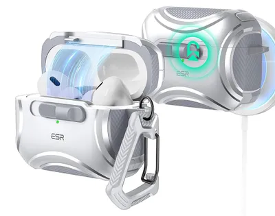 Zdjęcie produktu dla ESR Cyber Magnetic Lock Case HaloLock etui na Apple AirPods Pro 1/2 - szare