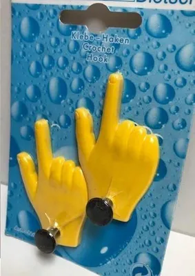 Productafbeelding van Universele handdoekhaken zelfklevend (setje van 2) handjes geel