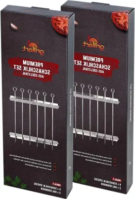Produktbild von Famanu Grillspieße aus Edelstahl mit 360° Drehfunktion - Doppelpack Shish Kebab