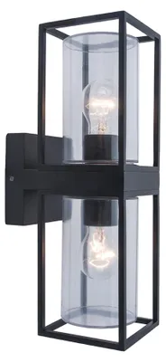Zdjęcie produktu dla Kinkiet zewnętrzny FLAIR czarno-biały 2xE27x40W aluminium wym:39,3x12x17,2cm IP44 Lutec