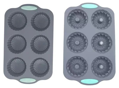 Produktbild von Silikon-Kranzform mit 6 Mulden – Weihnachtsbackform für Cupcakes, Seife, Pralinen – Flexible DIY-Bastelform & Festtagsleckereien