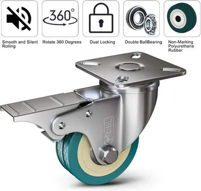 Zdjęcie produktu dla Kółka do dużych obciążeń 200 kg – 4 kółka 50 mm + nakrętka | Kółka do mebli | Kółka do wózka | Kółka metalowe